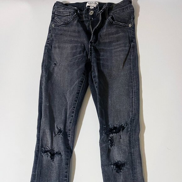 Women's Agolde Black Jeans Distressed Size 24 - Picture 1 of 11